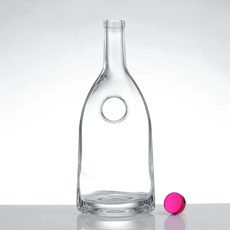 Hot selling spirits liqueur cut clear glass bottle latest design/private label-L