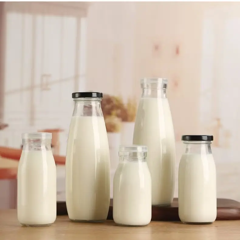 glass milk bottles
