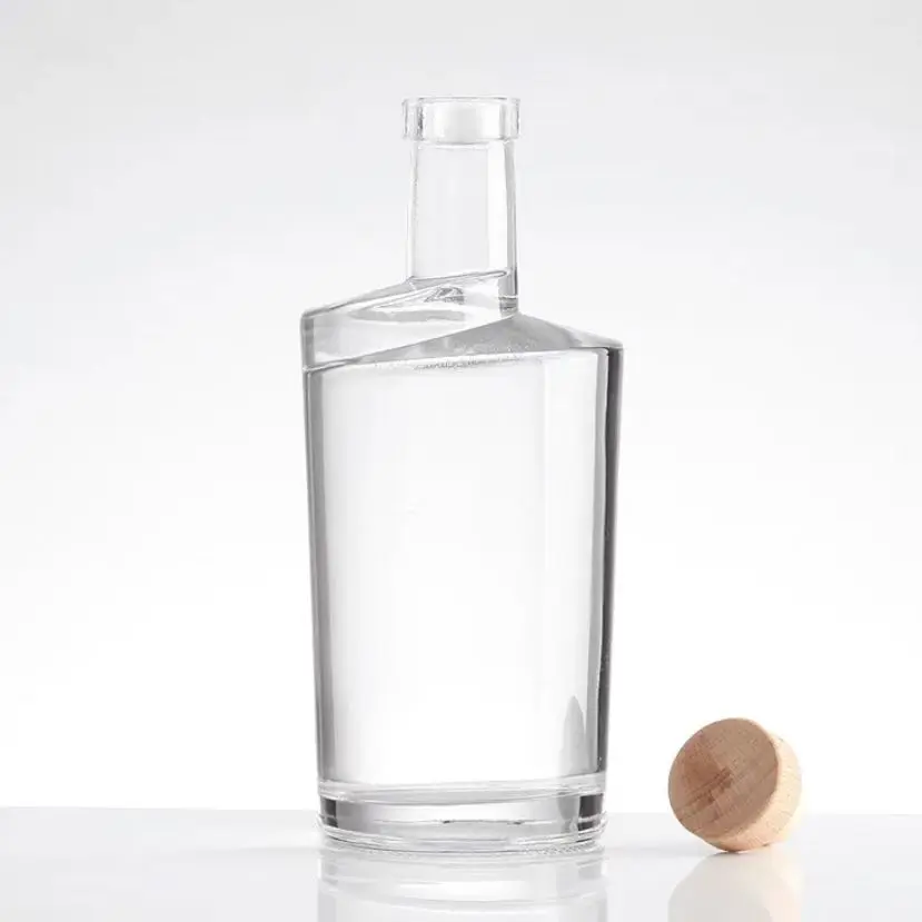 500ml Brandy Glass Bottle Crystal White Whiskey Bottle With Cork-I