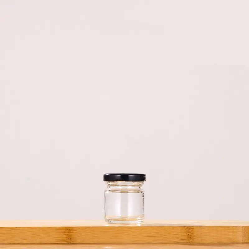 Clear Straight Sided Glass Jars with Black Metal Plastisol Lined Lug Cap-I