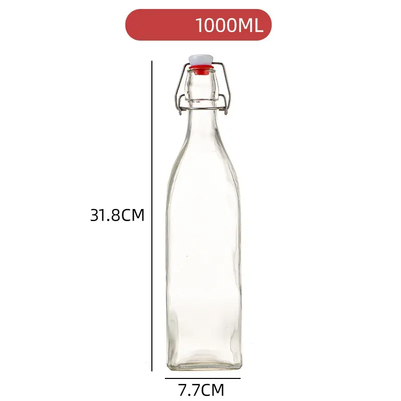 250ml 500ml 1000ml Transparent Snap Beverage Water Glass Bottle Wholesale-I