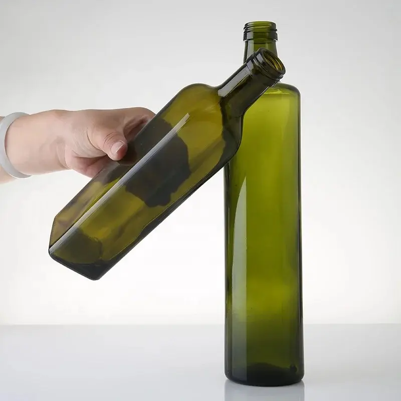 Manufacture Green Brown Olive Oil Bottle With Screw cap (2).jpg